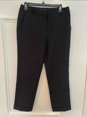 BCBGMaxAzria Black Cropped Straight-Leg Trousers